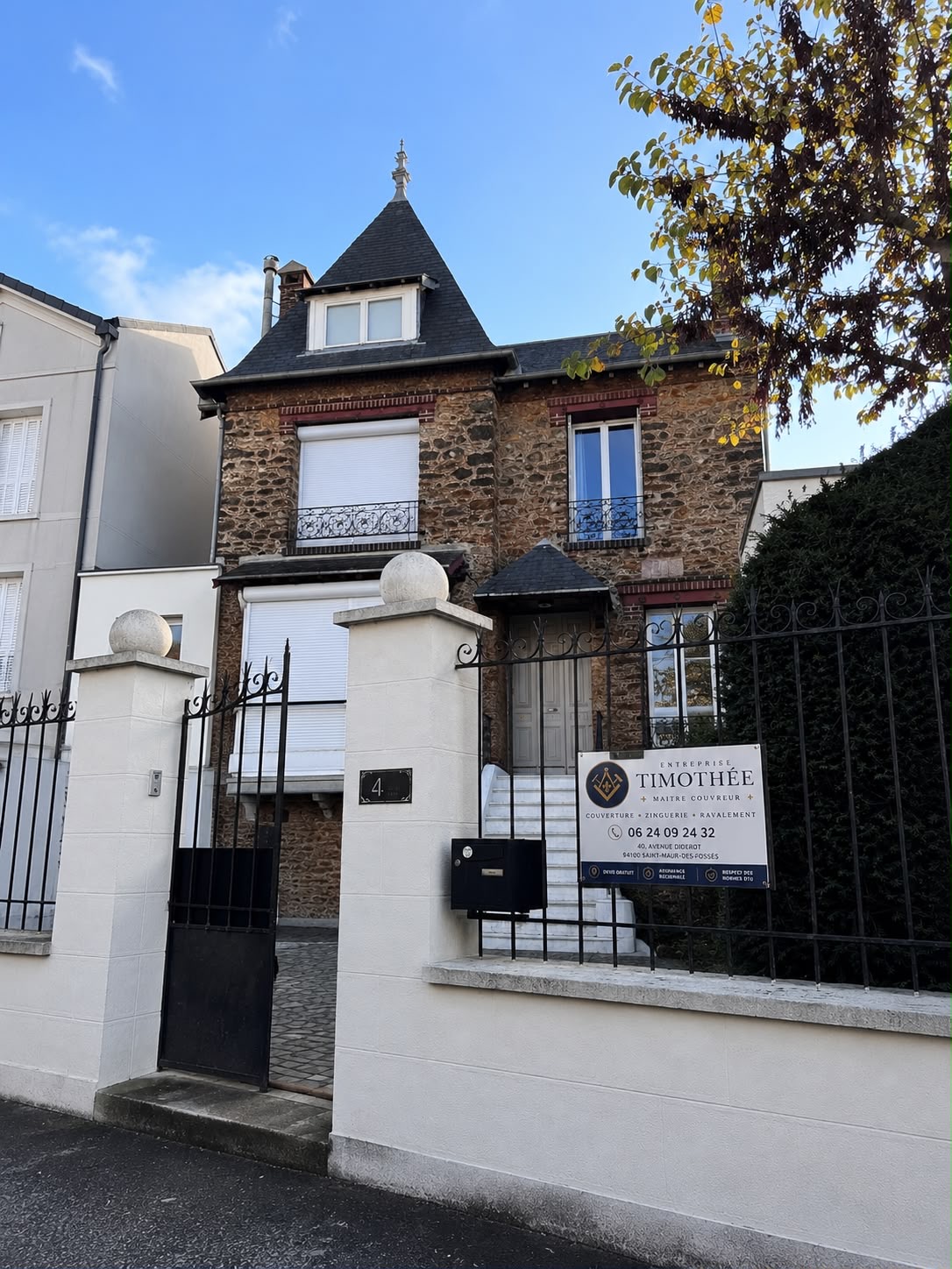 Maison en pierre avec toiture ardoise à Saint-Maur-des-Fossés - Entreprise Timothée